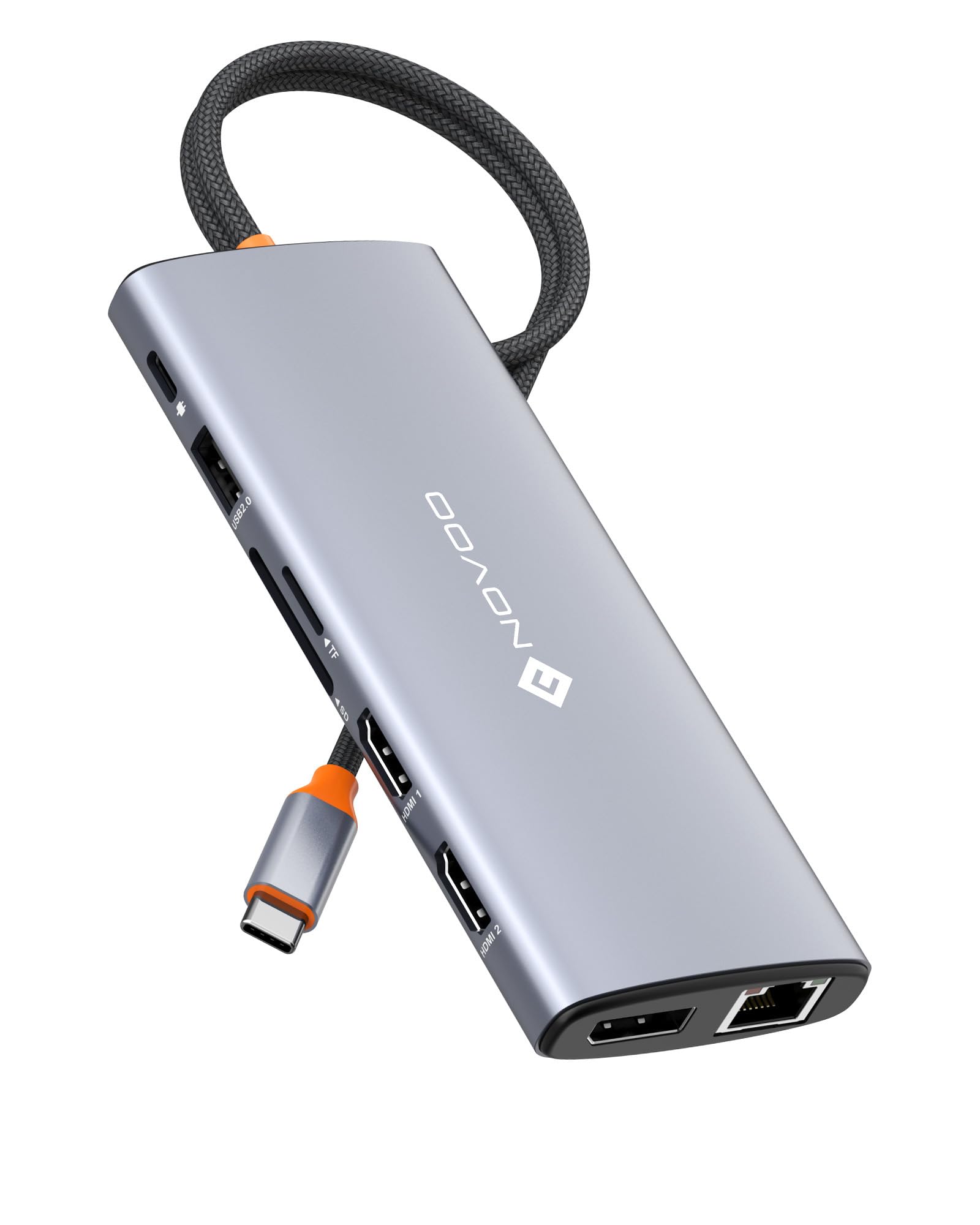 NOVOO USB C Docking Station 14-in-1 USB C Hub Triple Display con 2 HDMI 4K @ 60Hz, DisplayPort 4K @ 120Hz, 5USB-A+1USB-C Transferencia de datos Gigabit Ethernet, 100W PD, SD/TF, Audio para MacBook