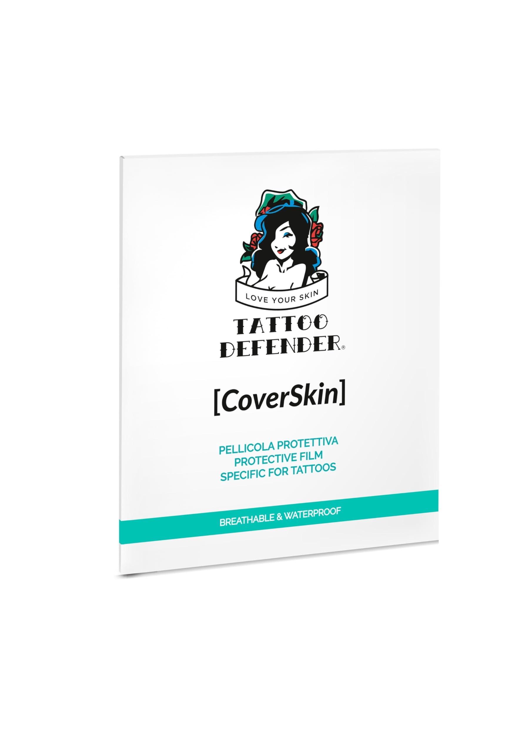 Tattoo Defender - CoverSkin Fogli - 4 Fogli Di Pellicola In Poliuretano - Pellicola Protettiva Per La Cura Dei Tatuaggi - Traspirante Ed Idrorepellente - Marchiato CE