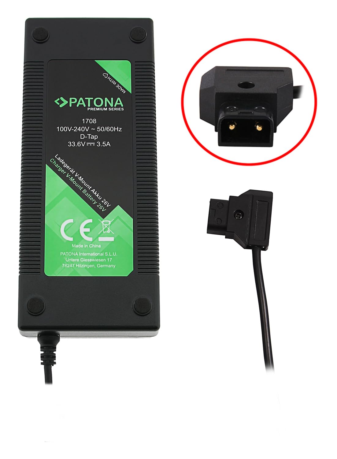PATONA Bloc d'alimentation D-Tap 26 V pour batterie V-Mount lumière continue, etc.
