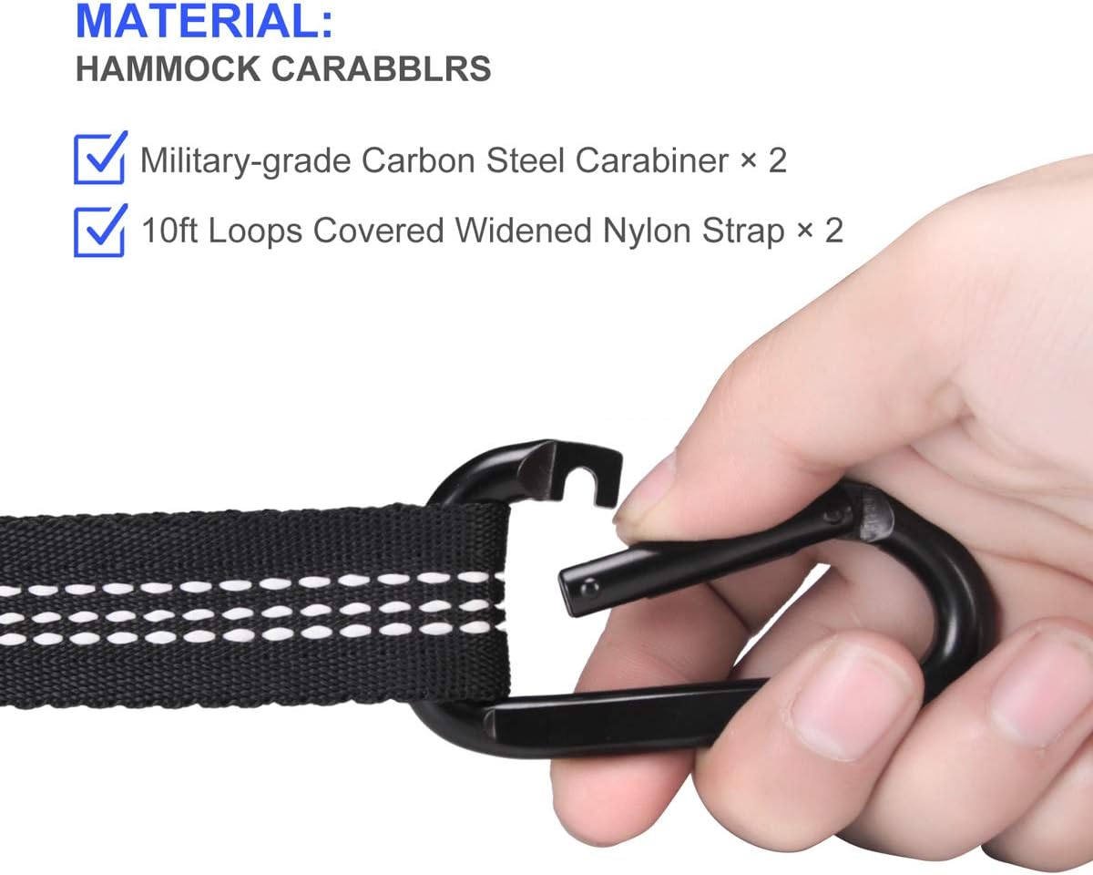 GEEZO Hammock Straps, 40 Loops Combined with Two Extra Long 10ft XL Hammock Straps Heavy Duty Triple Stitched Non-Stretch Polyester Hammock Tree Straps (Holds up to 500Lbs) (Blue) : Patio, Lawn & Garden