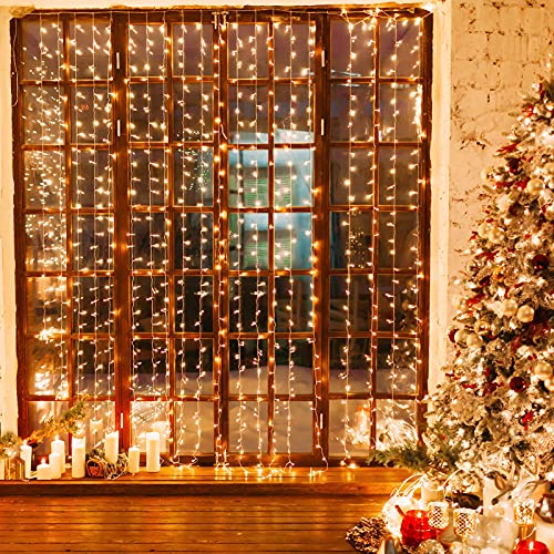 Nekano Lichtervorhang 3×3M 300 LEDs Lichterketten Vorhang,8 Modi LED...