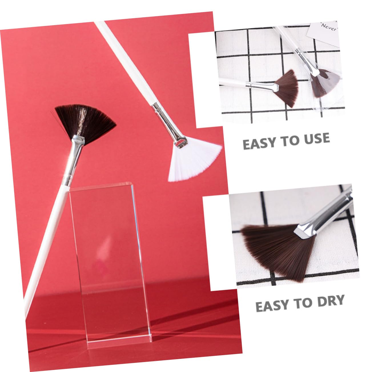 CLISPEED Wooden Handle Face Mask Brush 4pcs Sector Mask Brush for Women Reusable Easy to Clean