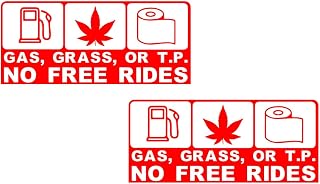 2 Pack - Gas, Grass or T.P. - No Free Rides - Funny | Car Decal Vinyl Sticker Graphics | 11 Inches Wide by 4.6 Inches Height HOM1746B.31 Red