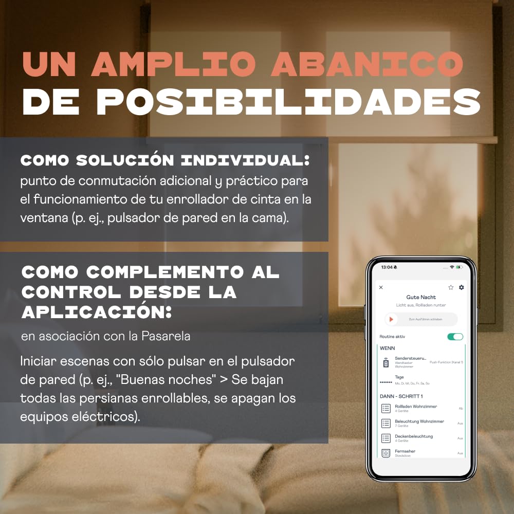 HOMEPILOT - Interruptor de pared Smart 1 grupo | Controla fácilmente dispositivos Smart Home. Para luces, calefacción o persianas. 1 interruptor, hasta 16 dispositivos.