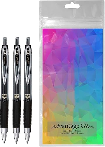 Miniatura 10 de Uni-ball Signo 207 Bolígrafos de gel retráctiles, punta micro (0.020in), tinta negra, 6 unidades, paquete con bolsa de plástico reutilizable