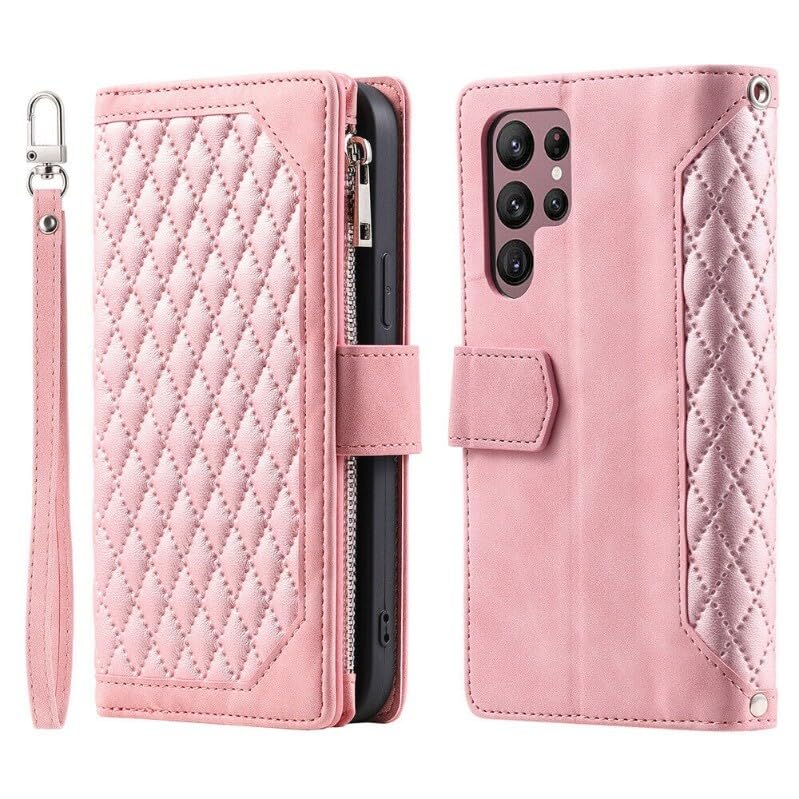 Protection Samsung S24 FE or rose étui à rabat pour sorties sans sac