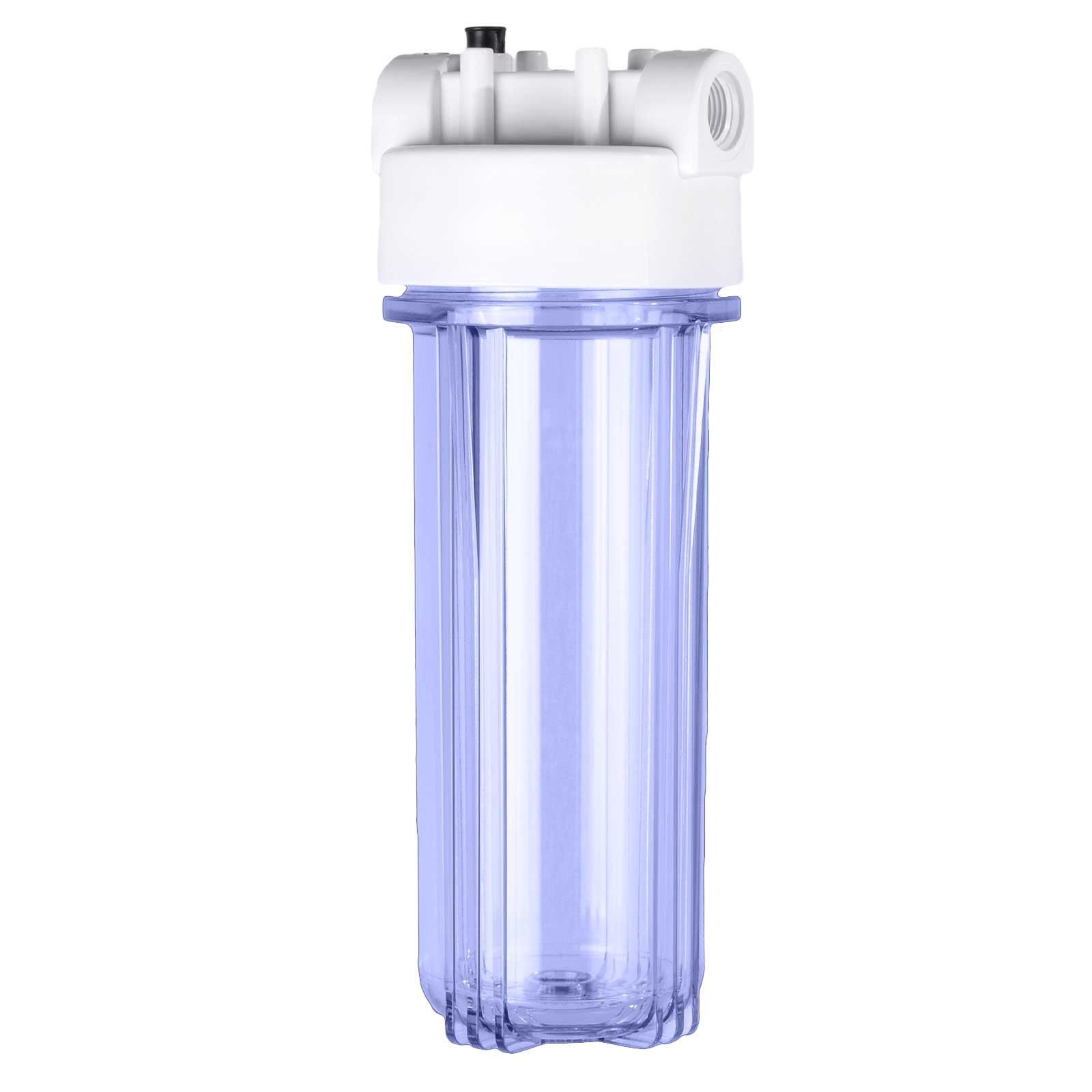 Organize 2.5 X 10 Clear Filter HOUSING with Female Cap 3/4 in & Out W/Pressure Release