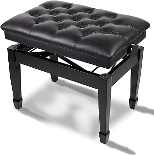 XOUVY Height Adjustable Piano Bench Solo Piano Stool with Beautiful Horseshoe Legs, 60 x 40 x 46-56CM, Suitable for Teachers and Child (Black)