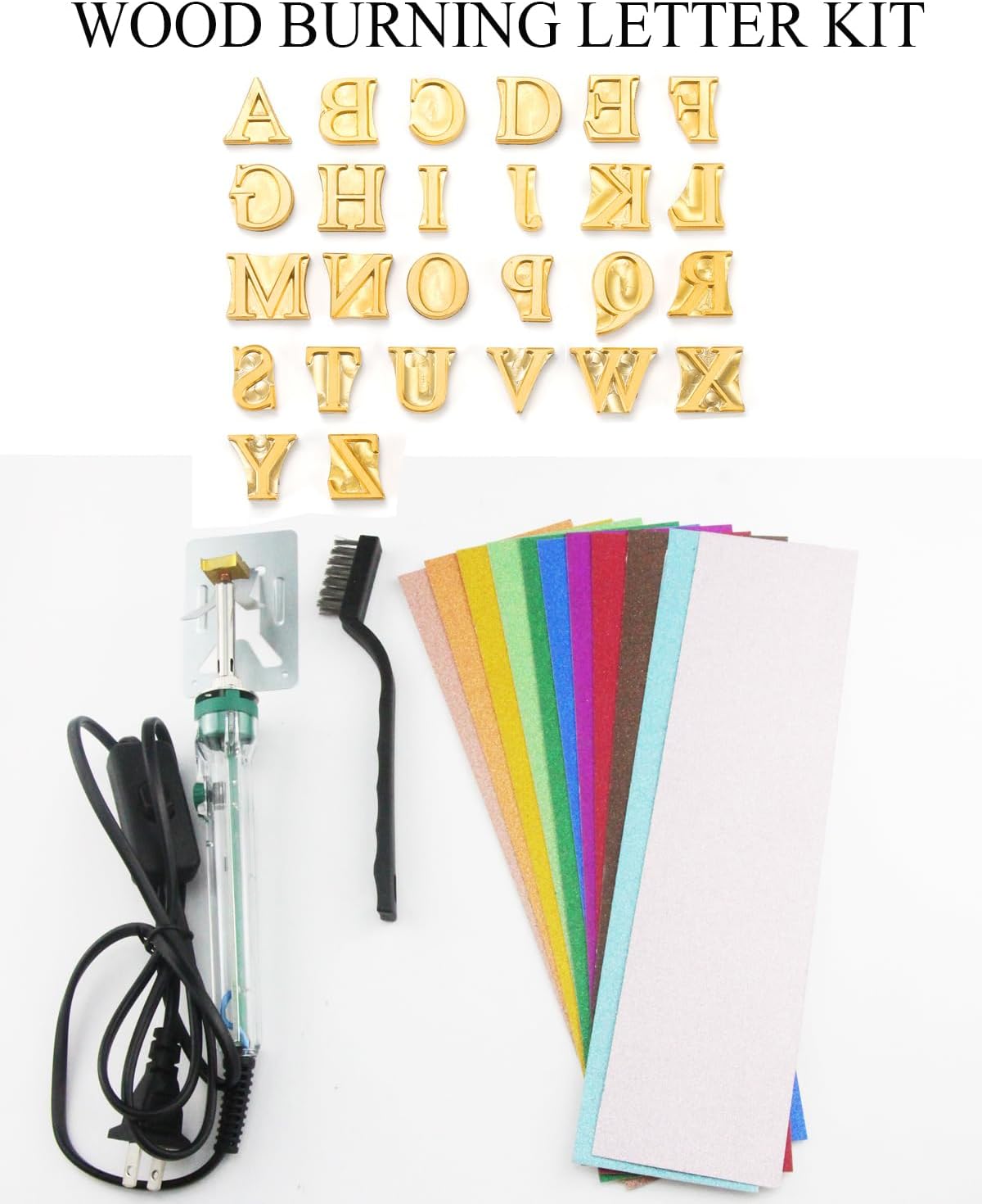 5/8" 26Pcs Wood Burning Letter Kit, Mini Branding Irons for Wood Burning Leather Crafting, Branding Letters DIY Gifts for Wedding Birthday Beginners, with 80W Electric Branding Iron