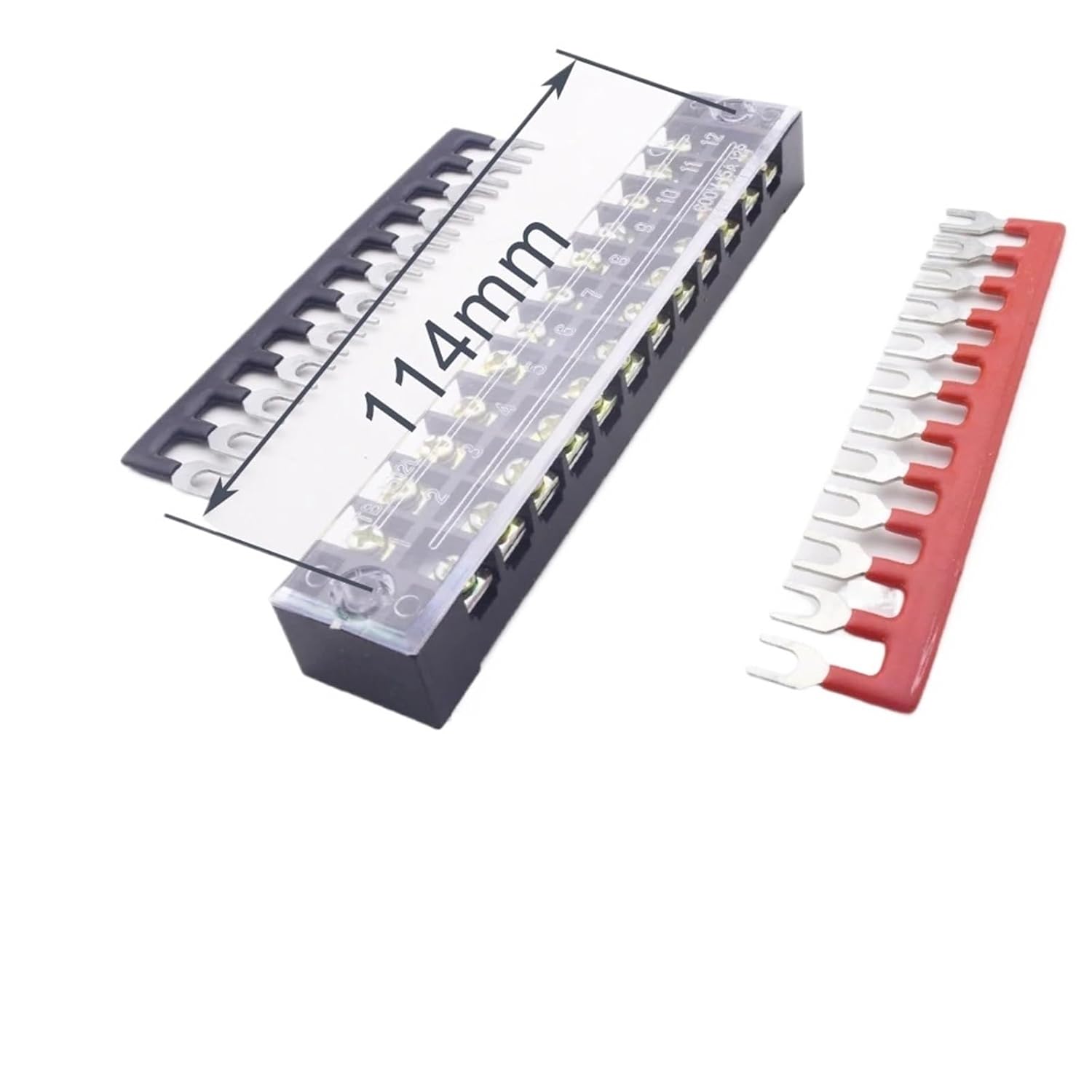 Electrical Screw Terminal Block Dual Row Strip Fixed Wiring Board Wire Connectors 600V 15A Box Connecter Cable Contacts(12P Block Strip 15A)