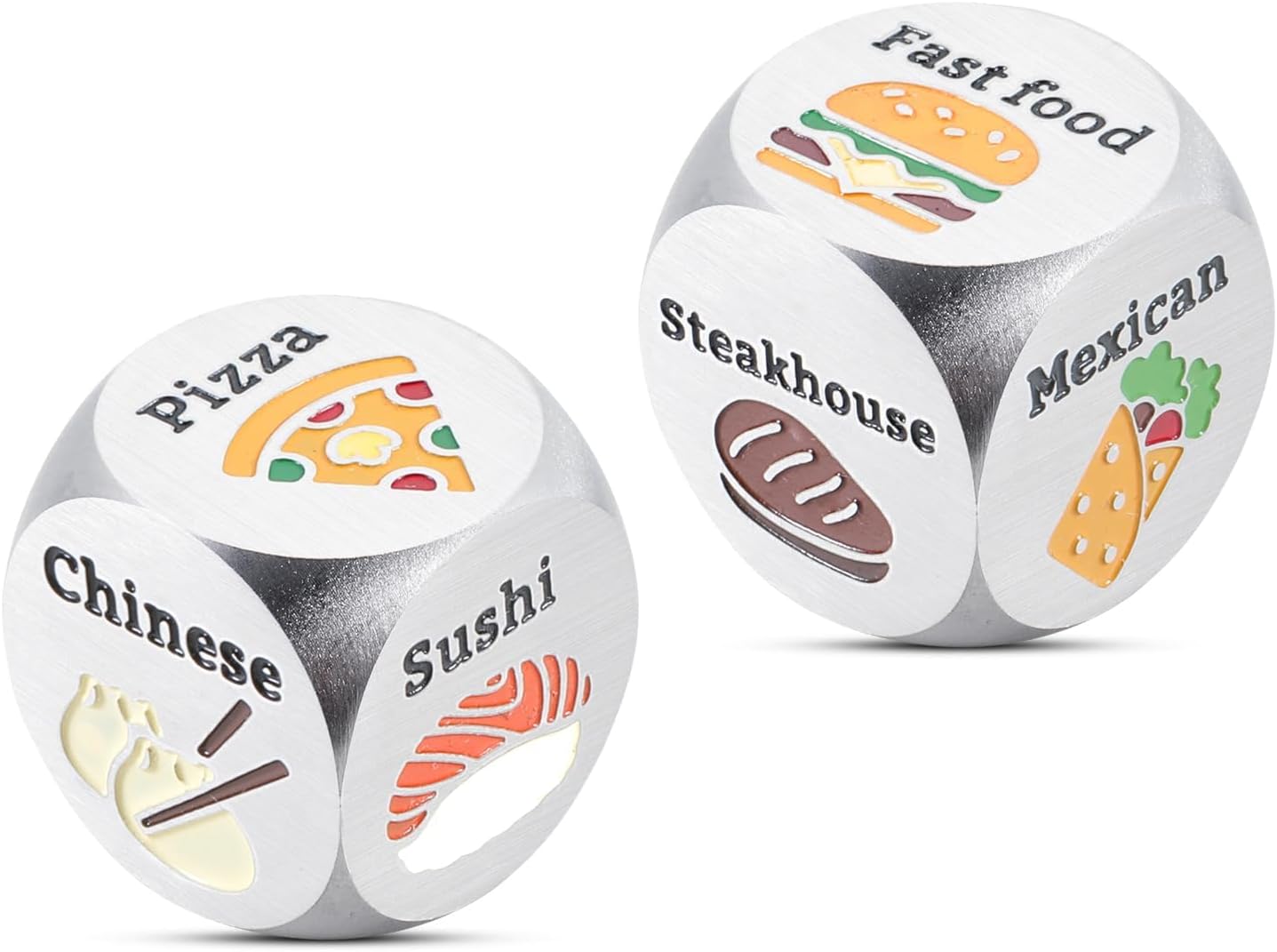 Bachelor Party Favors - 2 Pcs Food Decision Dices, I Love You Gifts for Him Her, Tin Gift for 10th Anniversary, Date Night Dice Game, What to Eat Dices