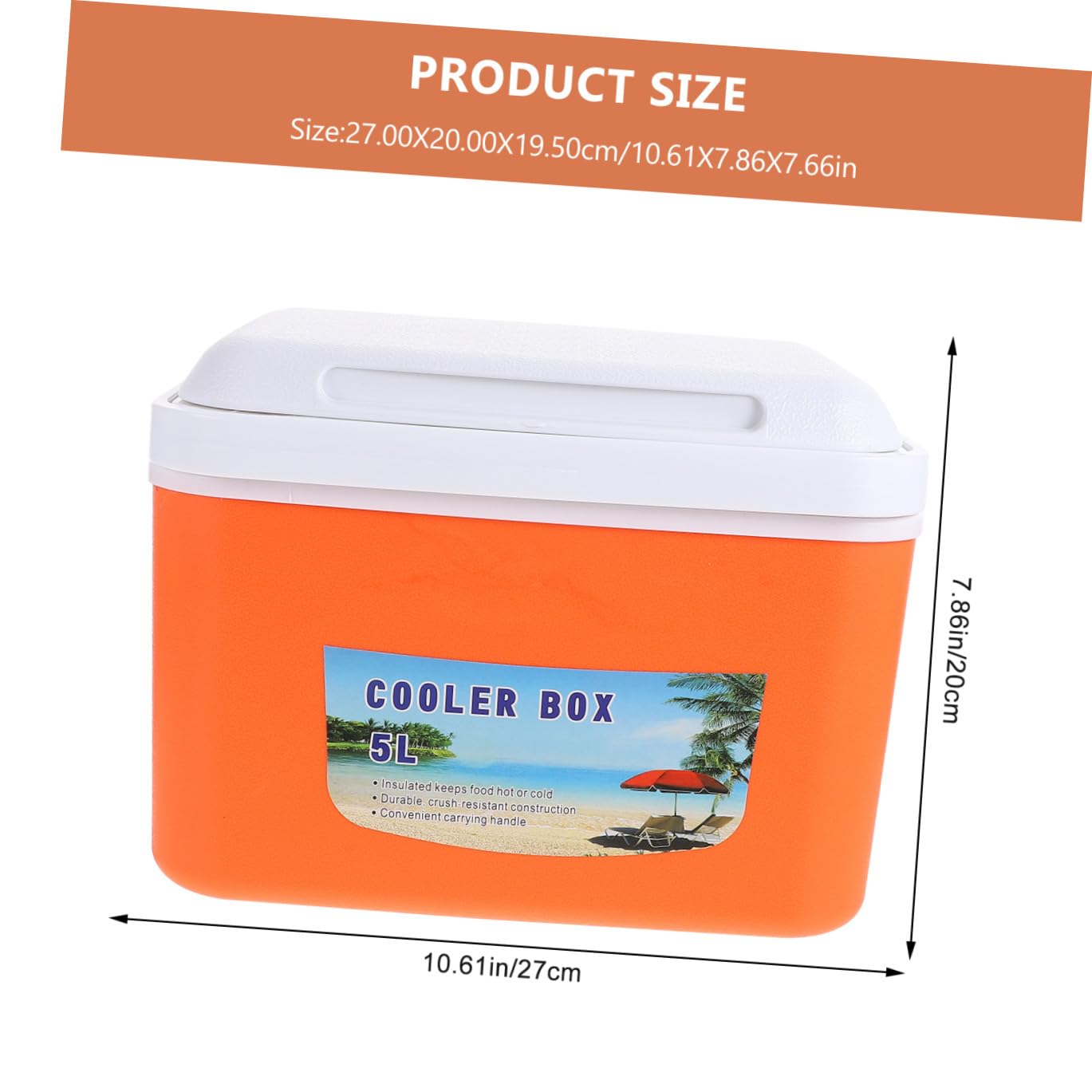 PRETYZOOM Nevera Portátil para Picnic 5l Naranja, Contenedor de Aislamiento
