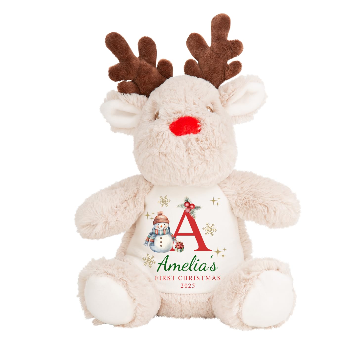 Chicken Craft Personalised Baby's First Christmas Reindeer Teddy - Name Initial Year Keepsake