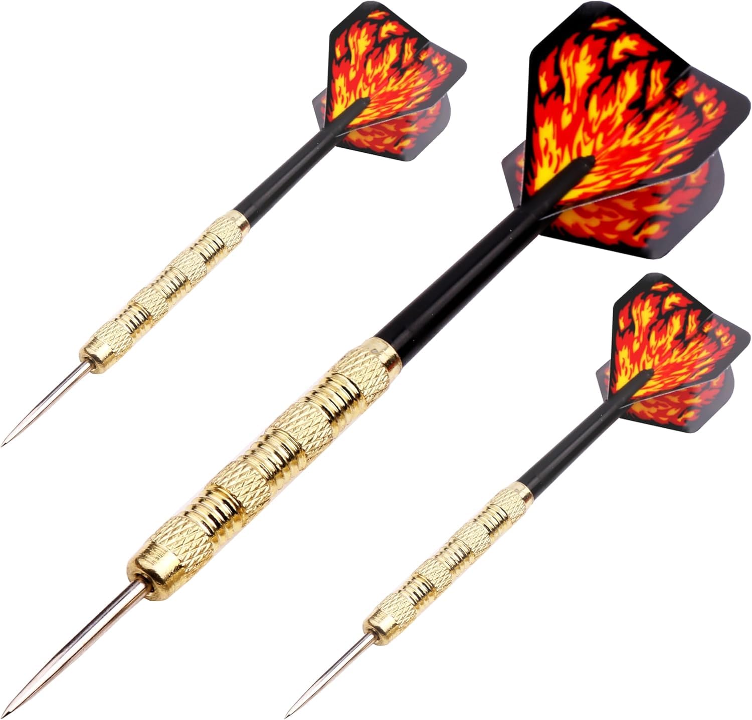 Leosportz Steel Tip Darts for Adult - Professional Darts for Dart Board | Steel Pointed Darts for Professional Play | 15cm Long Air Steel Dart (Pack of 9, Classic Gold) 3