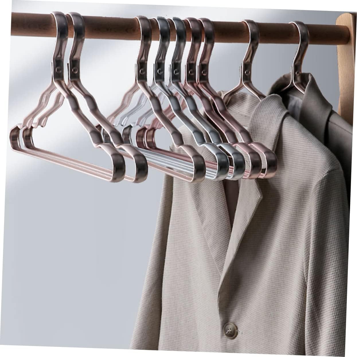 Ciieeo 10pcs Skid Resistance Metal Clothes Hangers Aluminium Alloy Wardrobe Hangers Non-tracing Dark Grey for Home Clothing Shops and Laundries