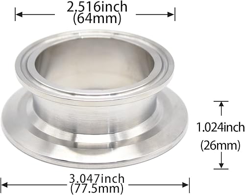 Miniatura 2 de Reductor de tapa de extremo de ajuste sanitario de 2.5 pulgadas × 2 pulgadas de acero inoxidable 304 reductor concéntrico sanitario tri abrazadera