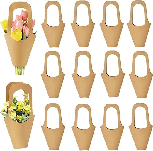 12 Pcs Kraft Paper Gift Bags With Clear Window - Wedding Party Favor Bags