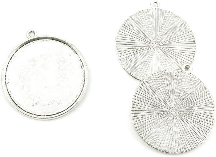 Jewelry Making Charms Retro Silver Tone for Necklace Pendant Bracelet Findings Vintage Bijoux Breloques Bulk N1BD5 Round Cabochon Base 30mm
