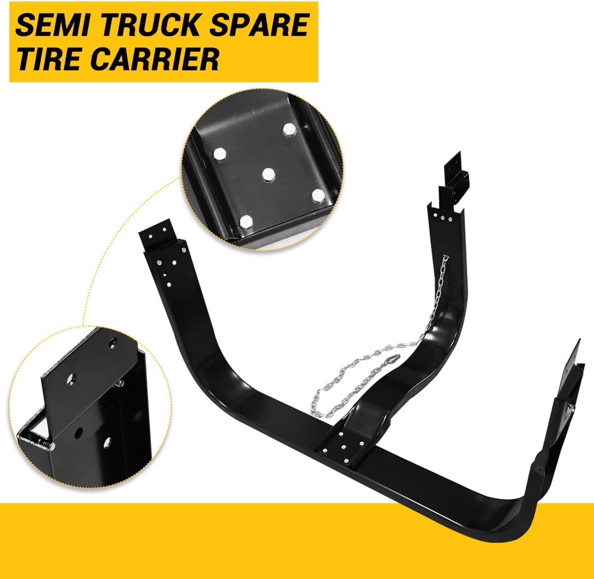51inches Black Semi Truck Spare Tire Carrier,Universal Fit for Freightliner Volvo Kenworth Mack International Peterbilt