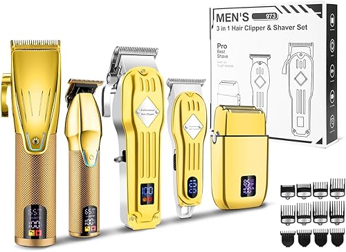Karrte Kit profesional de cortapeloscortadora de pelobarba para hombres, kit de peluquería recortadora de corte de pelo (dorado)
