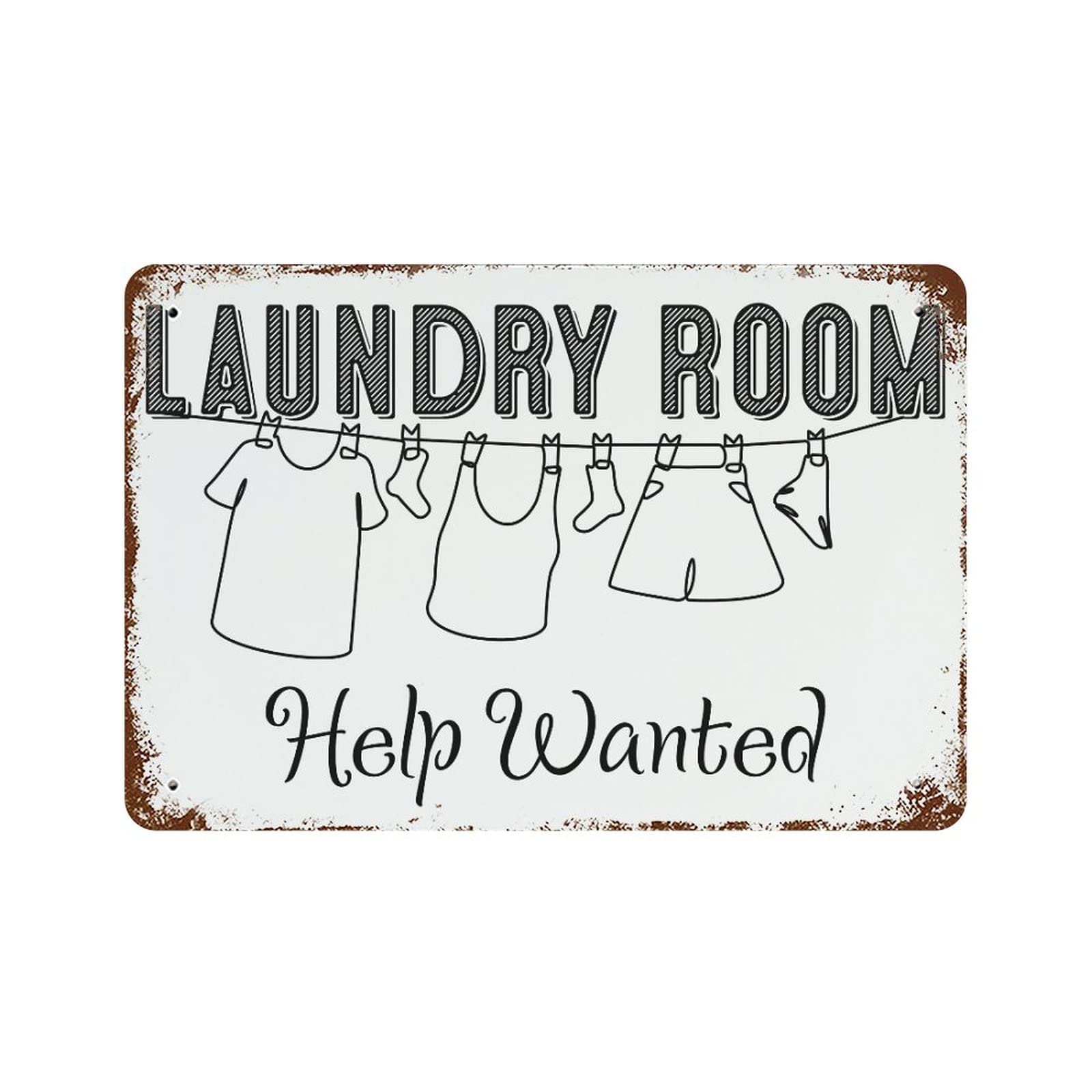Panneau en métal rustique Laundry Room de 30x45 cm pour la décoration murale de maison