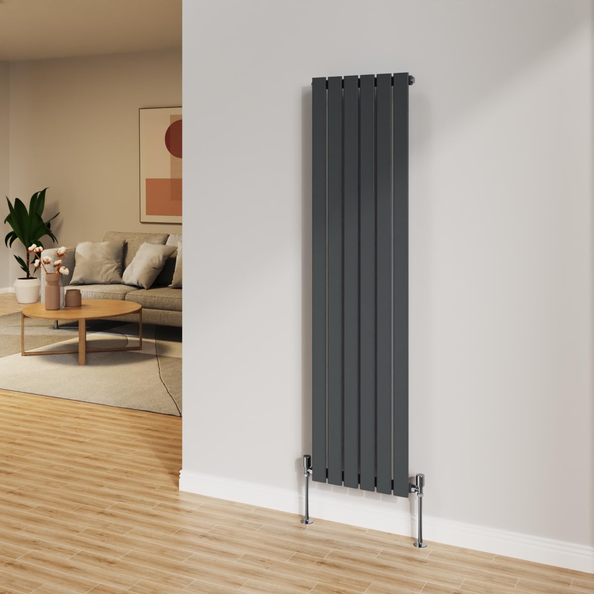 NRG 1600x408mm Anthracite Radiator Vertical Flat Panel Bathroom Designer Single Rad Central Heating