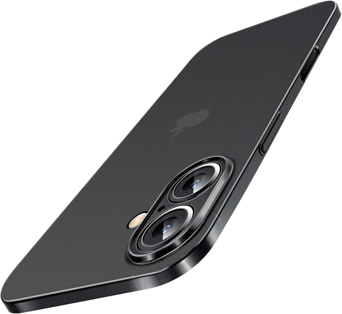 Dataroad for iPhone 16 Slim Case,0.2mm Fit [Paper-Thin] Lightweight Case Matte Finish PP Back Skin Cover Protection [Anti-Fingerprints&Yellowing],Compatible with iPhone 16 6.1Inch-Translucent Black