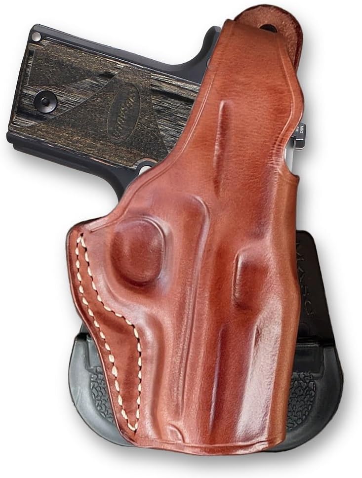 Premium Leather OWB Paddle Holster with Thumb Break Fits, P238 (Please Choose Your Hand Draw) Brown Color