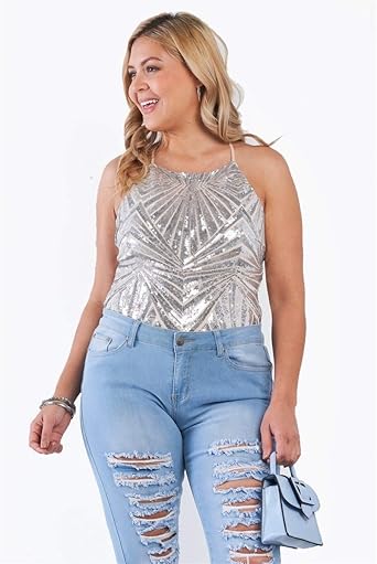 silver sequin top plus size