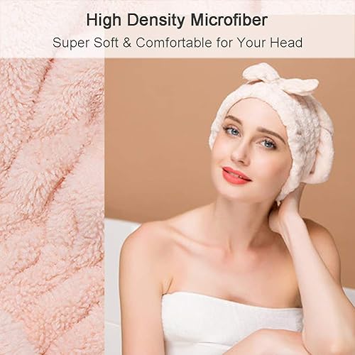 Miniatura 7 de 2 tapas de microfibra para secar el cabello, grandes, extrame suaves y ultra absorbentes, de secado rápido, toallas gruesas y esponjosas para niñas