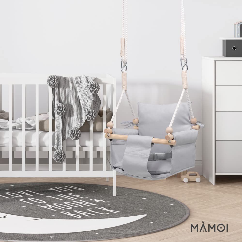 MAMOI® Altalena neonato per bambini, Altalene di legno da interno, Dondolo a porta da casa, Altalena design scandinavo a partire, Baby swing