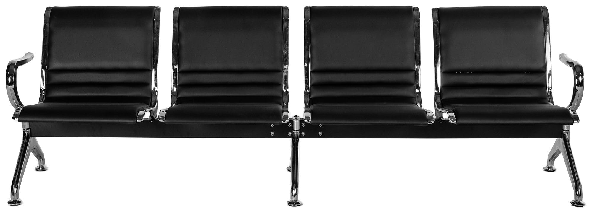 CLP Banc d'attente 4 Places Style aeroport Frankfurt, Banc d'entree avec Dossier, Coques ergonomiques Aspect Cuir, jusqu'a 150 kg par Siege | Couleur Noir