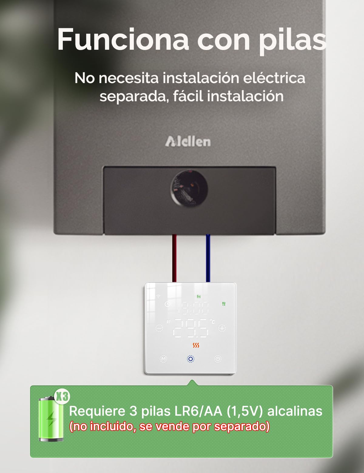 MOES Termostato WiFi a Batería de 2 Hilo | Calefaccion la Caldera Apto para Calderas de Gas, Termostato Programable Controlable por Voz, Compatible, Google