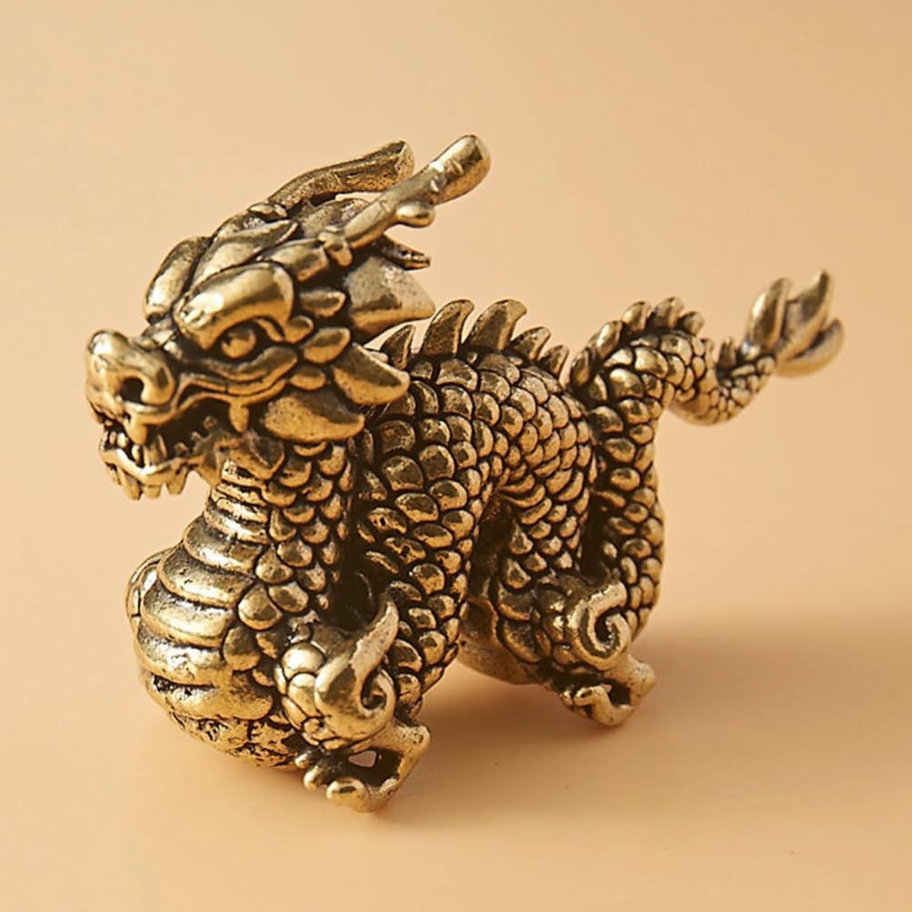Amazon.co.jp: DECHOUS ドラゴン置物 真鍮製 縁起飾り 幸運招来 竜形