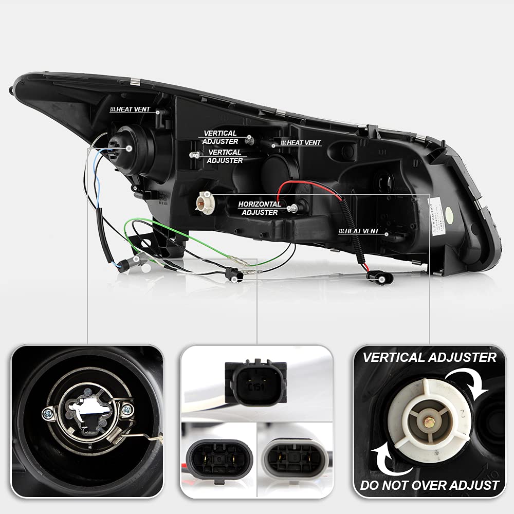 AKKON - For 2008-2012 Honda Accord 4-Door DRL Strip Projector Headlights | Projector Design LED DRL Halo Ring Chrome Housing Clear Lens Driver And Passenger Side product thumbnail 4