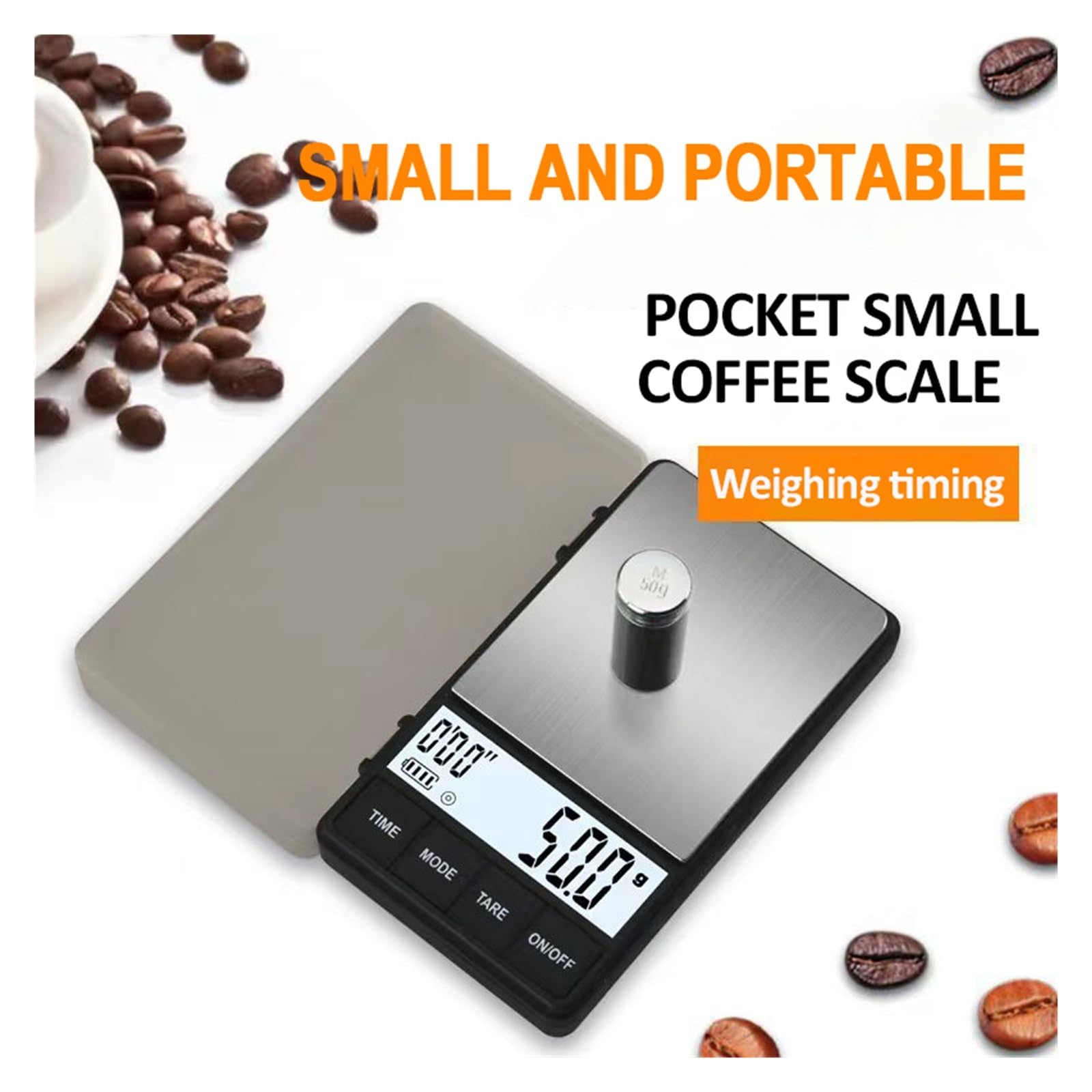 1000g/0.1g Mini waga do kawy ze stali nierdzewnej Elektroniczna waga z funkcją timera Kuchenna przenośna waga LCD cyfrowa do espresso(