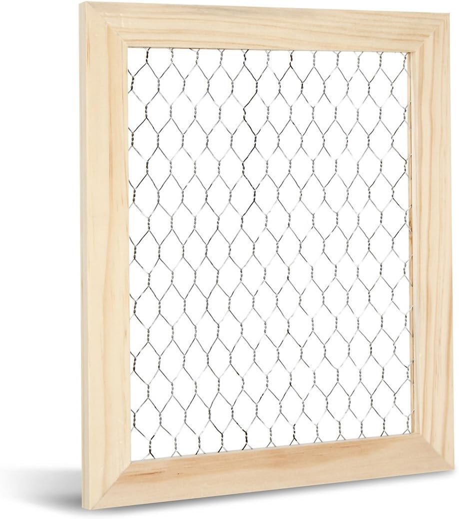 Darice Chicken Wire Frame (1pc) – Unfinished Wood Frame Ready to Decorate and Embellish – Add Photos, Banners, Jewelry, Prints and More – Easy to Hang – Measures 9.5”x11.5” Outside, 8"x 10" Interior