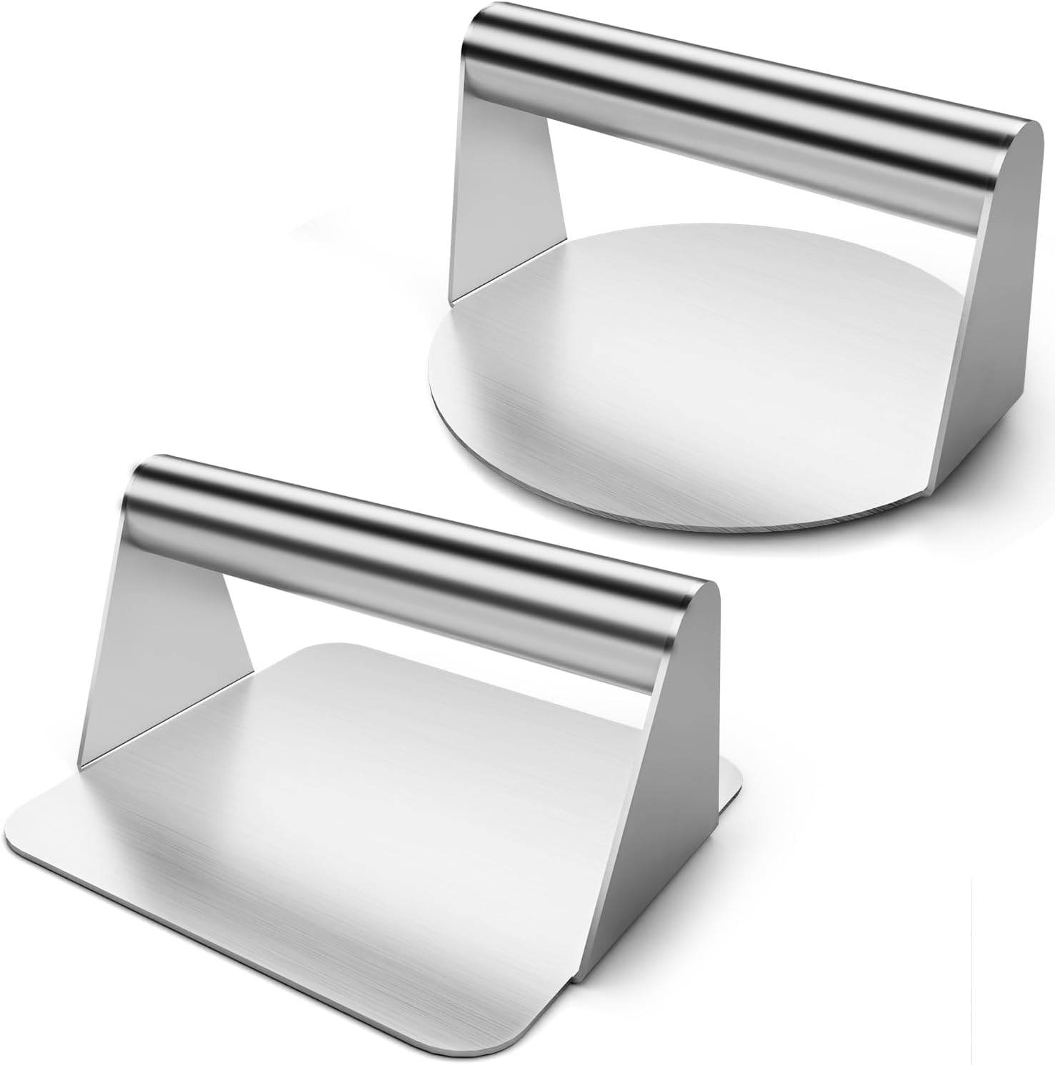 Burger Press, Stainless Steel Hamburger Press, 5.5" Round & Square Smash Burger Press for Bacon, Steak, Sandwich, Non-Stick Burger Hamburger Smasher Tool for Flat Top Griddle Gifts for Men