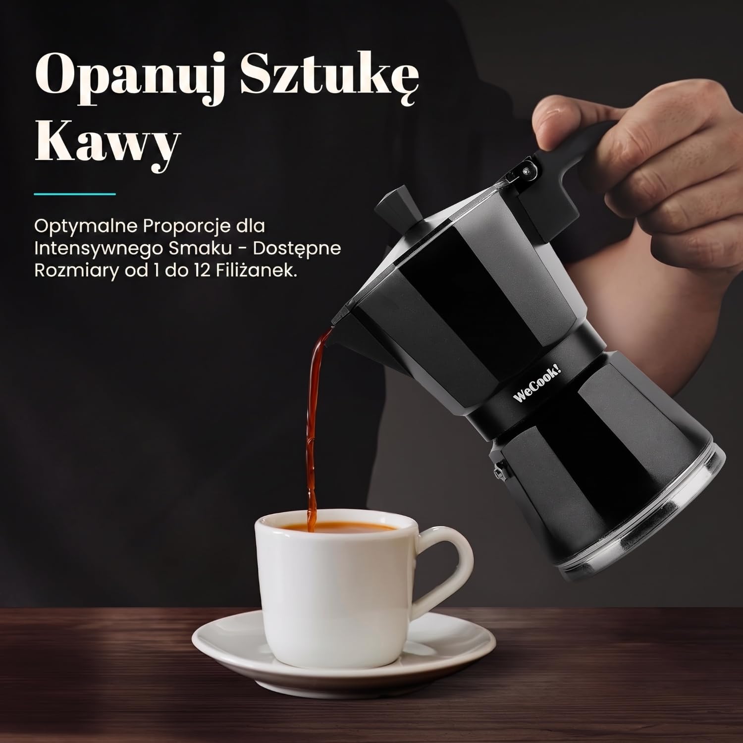 WECOOK! - 9 filiżanek włoskiego zaparzacza do kawy do espresso na indukcję | stal nierdzewna do płyt ceramicznych, indukcji Caffettiera | aluminiowy ekspres do espresso, mały, zawór bezpieczeństwa