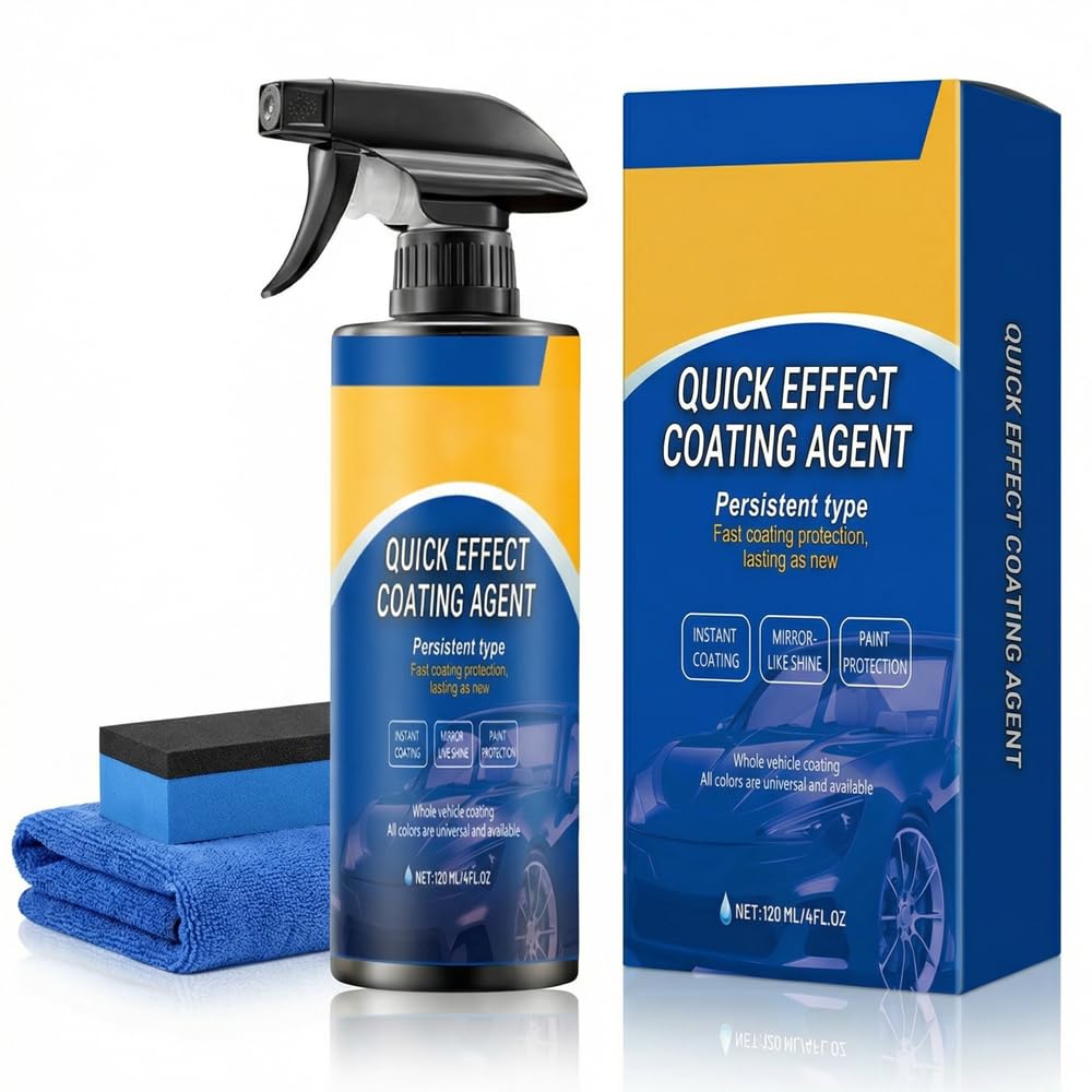 Quick Effect Car Coating Spray, Waterless Car Wash & Polish Spray, Car Paint Protection Coating Agent for Shine & Scratch Repair, Multi Surface Cleaner for Cars Glass Wheels (1pcs) - 1