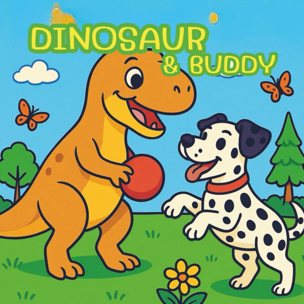 Dinosaur & Buddy: Cute Dinosaurs and Playful Puppies in 52 Easy-to-Color Pages for Kids
