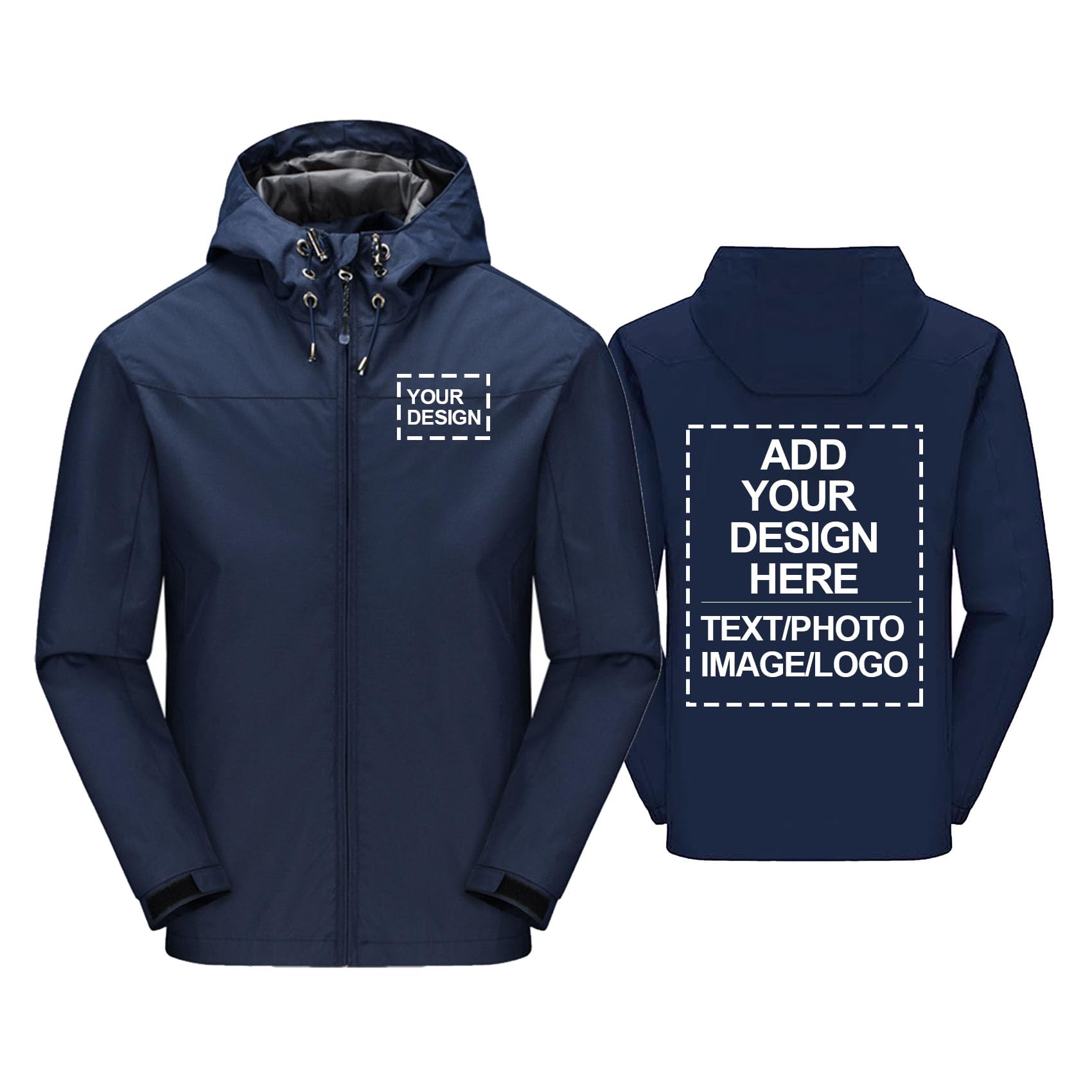 Giacca antipioggia con cappuccio personalizzata Giacca a vento da uomo impermeabile antivento Giacche softshell personalizzate Regalo fai da te Aggiungi logo testo e foto