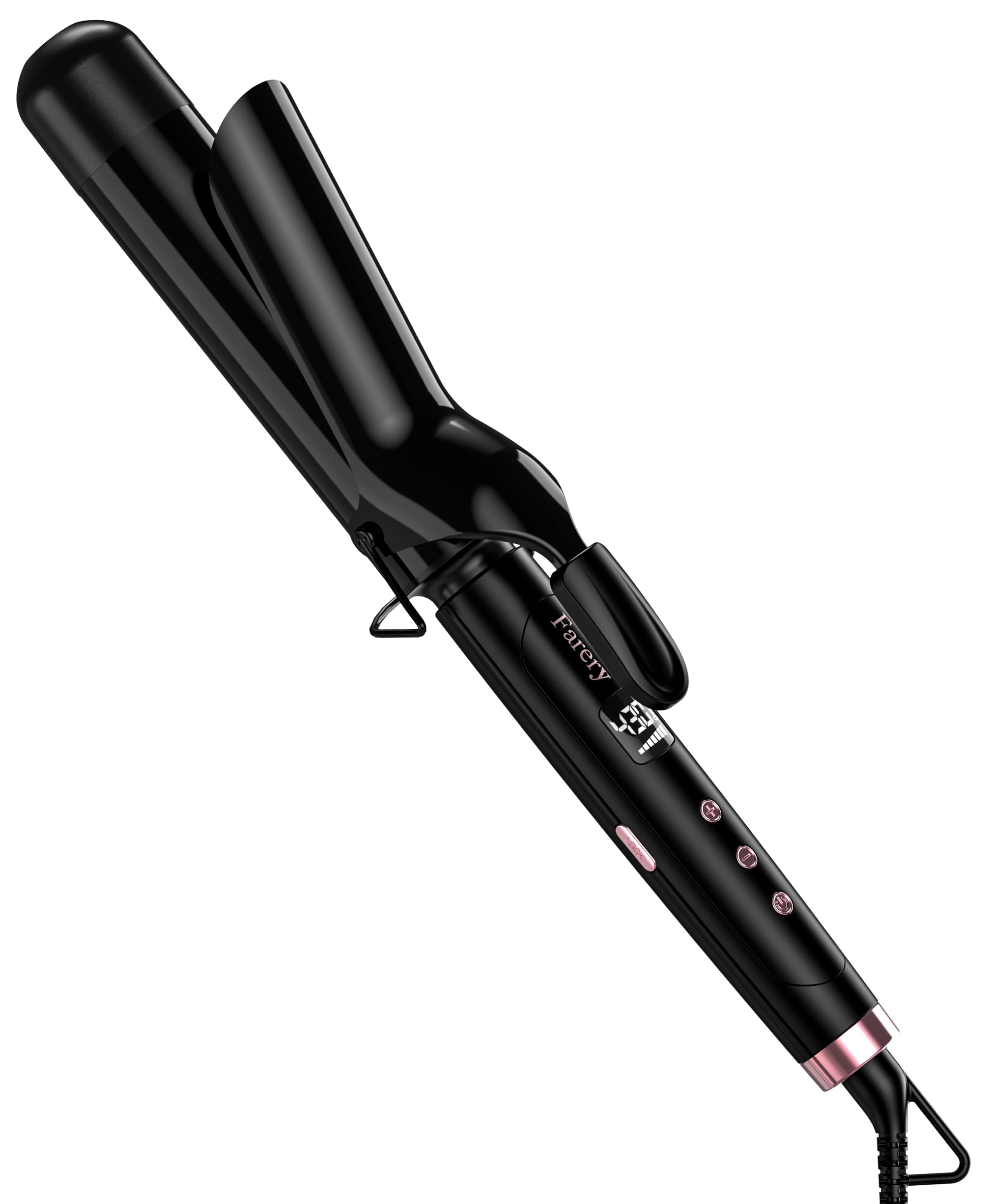 Farery 1.5 inch Curling Iron For Long Hair, Lightweight Long Barrel Curling Iron 1 1/2 Inch, Ceramic Curling Wand Infused Argan Oil & Keratin for Bouncy Curls, 9 Temp Digital Display & Lock Key, Glove