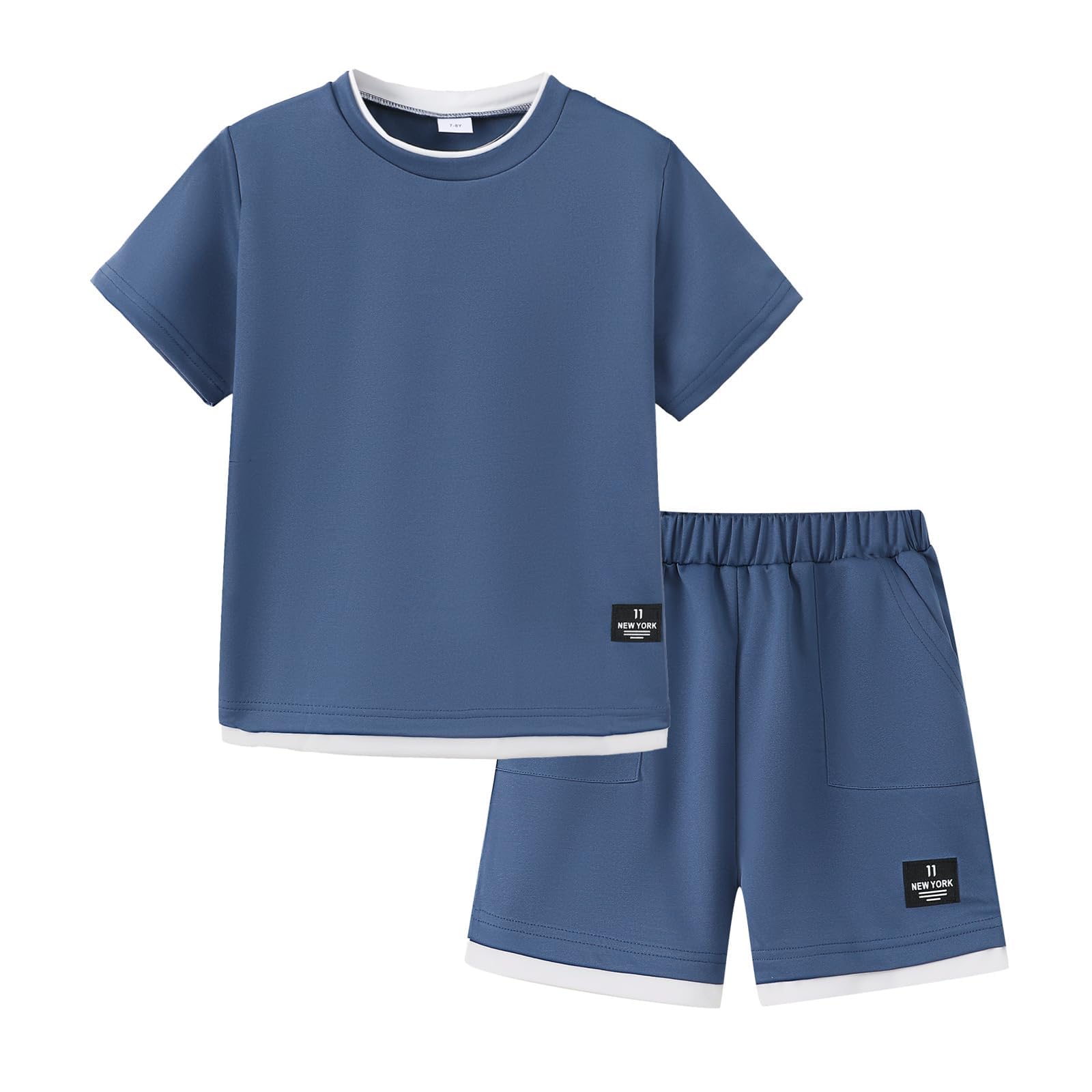 KIMI BEAR Boy Clothes Kids Boy's Summer Outfits Shorts Sleeve Crewneck T Shirt Tops Tees Shorts Sets Boy's 2 Piece Outfits