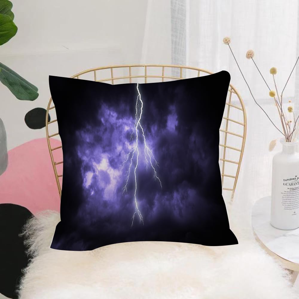 HYOSXW Cushion Cover,Throw Pillow Case Home Decorative for Living Room Bedroom Sofa Chair 16X16 Inch,Lightning with dramatic clouds. Lightning strike on the dark cloudy sky.,Pillowcase 40X40cm