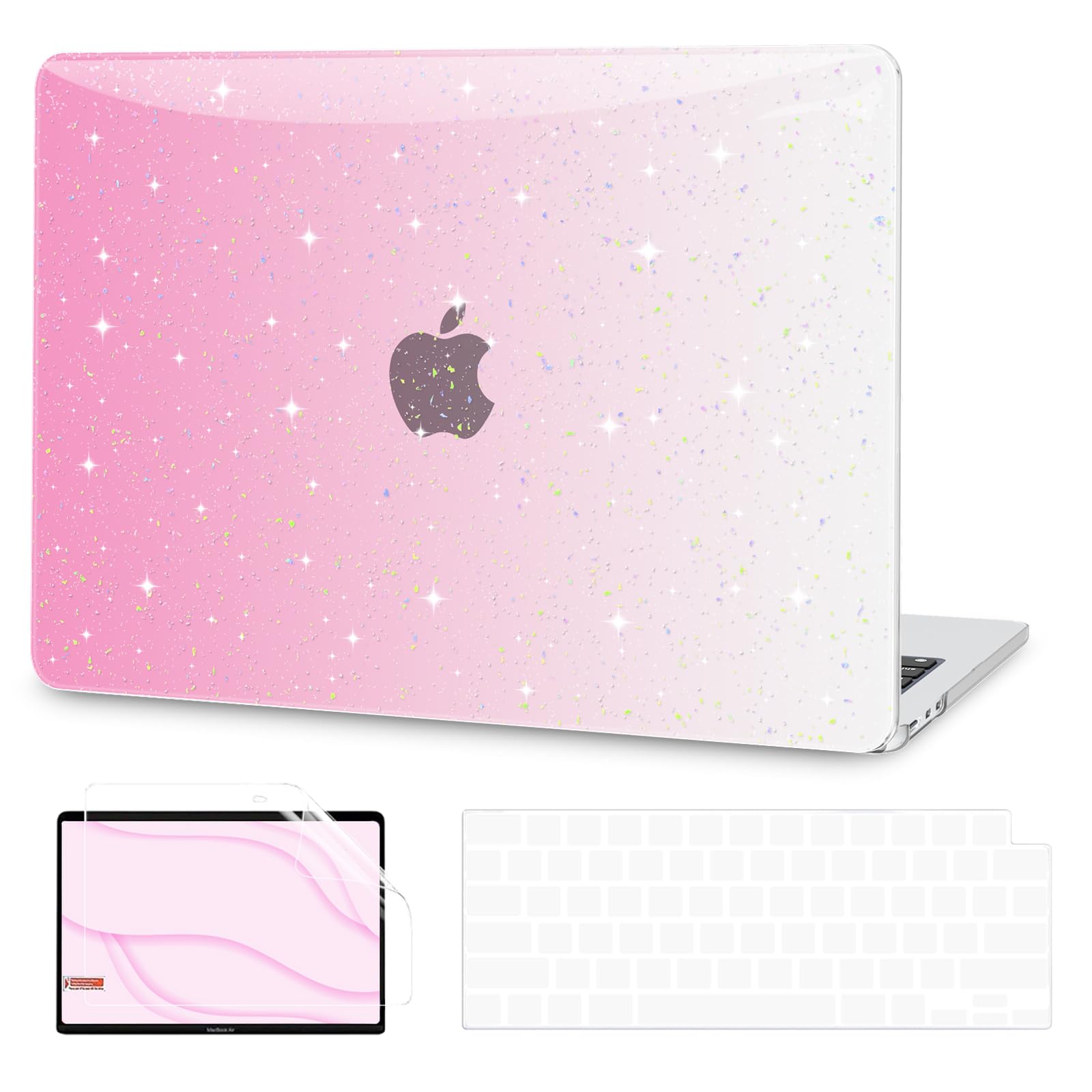 G JGOO Compatible with MacBook Air 13 inch Case 2025 2024 2023 2022 M4  A3240 M3 A3113 M2 A2681, Glitter Hard Shell for MacBook Air inch Case