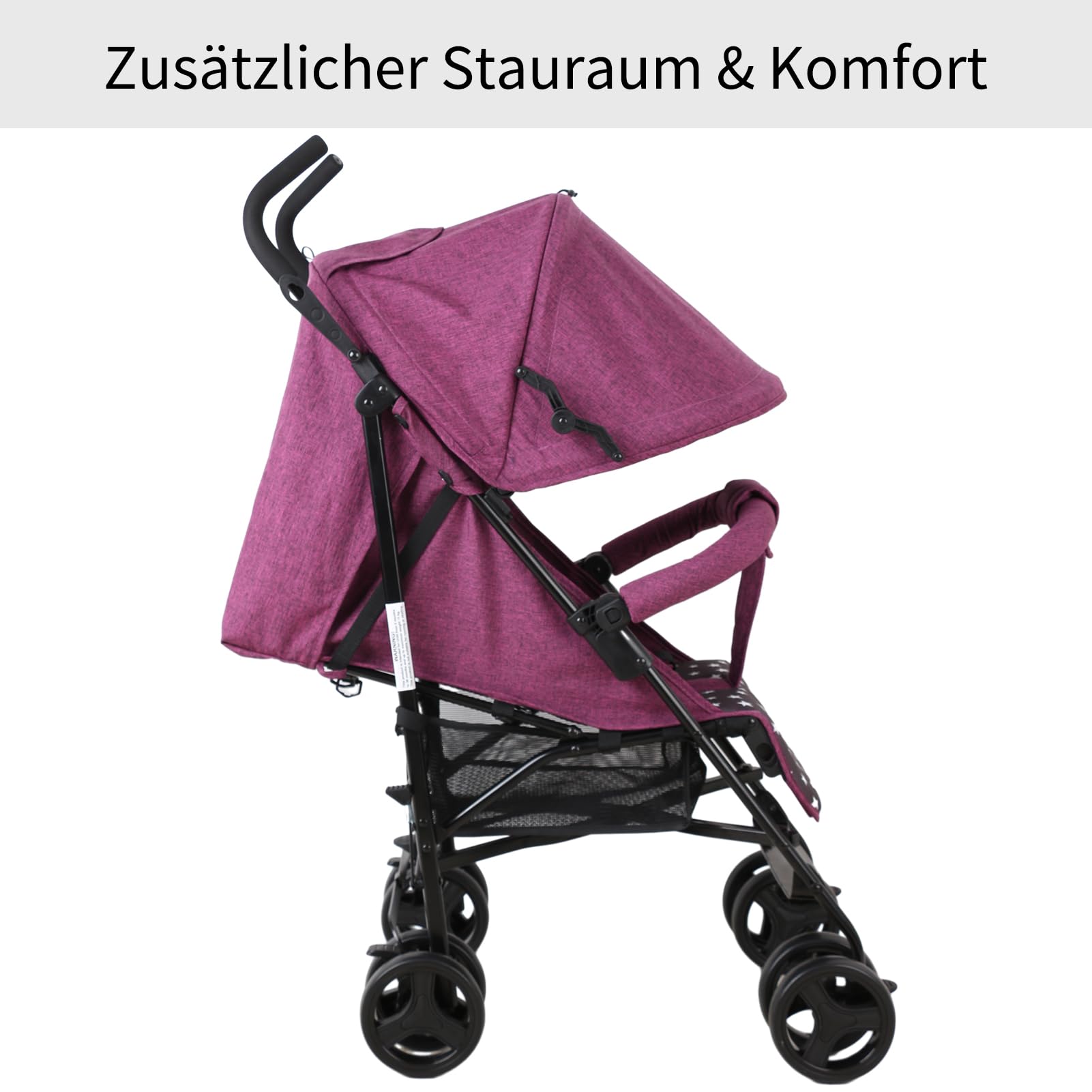 YALION Kinderwagen Buggy Reisebuggy Klein Zusammenklappbar- 5 Liegepositionen, Beinwärmer, Einkaufskorb, Sonnenverdeck, 360° Räder, Kinderbuggy bis 15KG-Purple