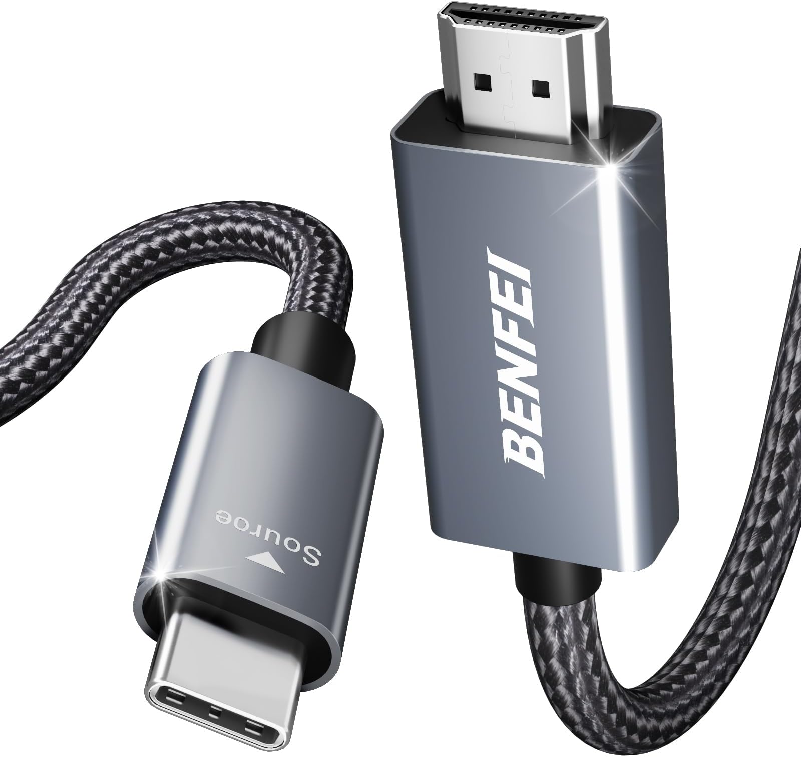 BENFEI USB C to HDMI 10 Feet Cable [4K@60Hz, Aluminum Shell, Nylon Braided], Thunderbolt 3/4/5 Compatible with iPhone 15 Pro/Max, MacBook Pro/Air 2023, iPad Pro, Surface Book 2, Galaxy S23 and More