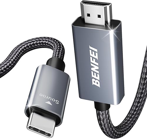 BENFEI Cable USB C a HDMI de 6 pies 4K a 60Hz, carcasa de aluminio, trenzado de nailon, Thunderbolt 34 compatible con iPhone 15 ProMax, MacBook