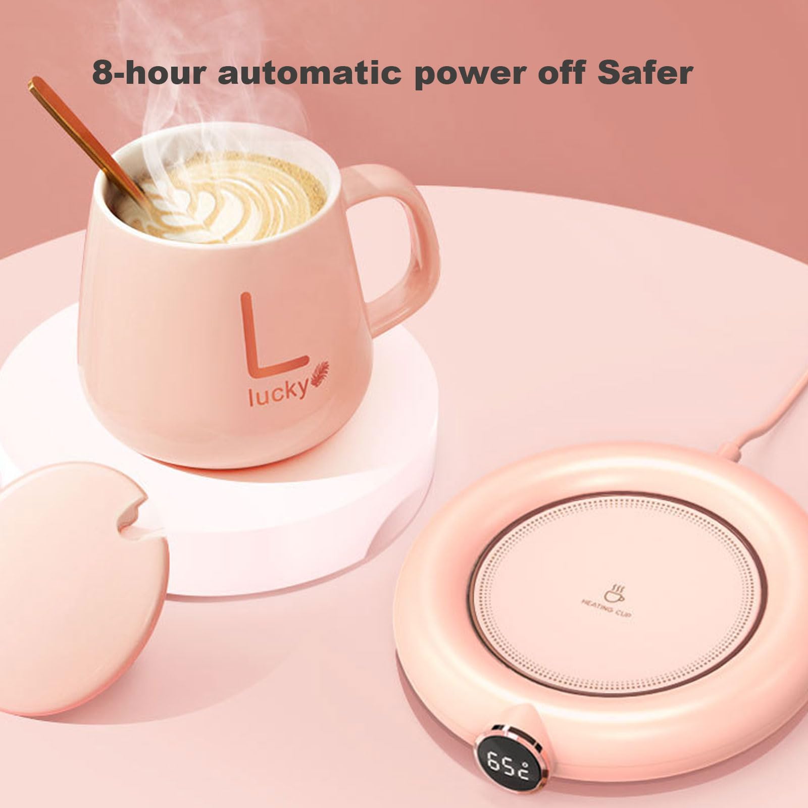 Scalda-tazze da caffè, USB con scatola, scalda tazza per scrivania con spegnimento automatico, 3 impostazioni di temperatura, scalda tazza da caffè, regalo per donne, regalo per Natale (bianco)